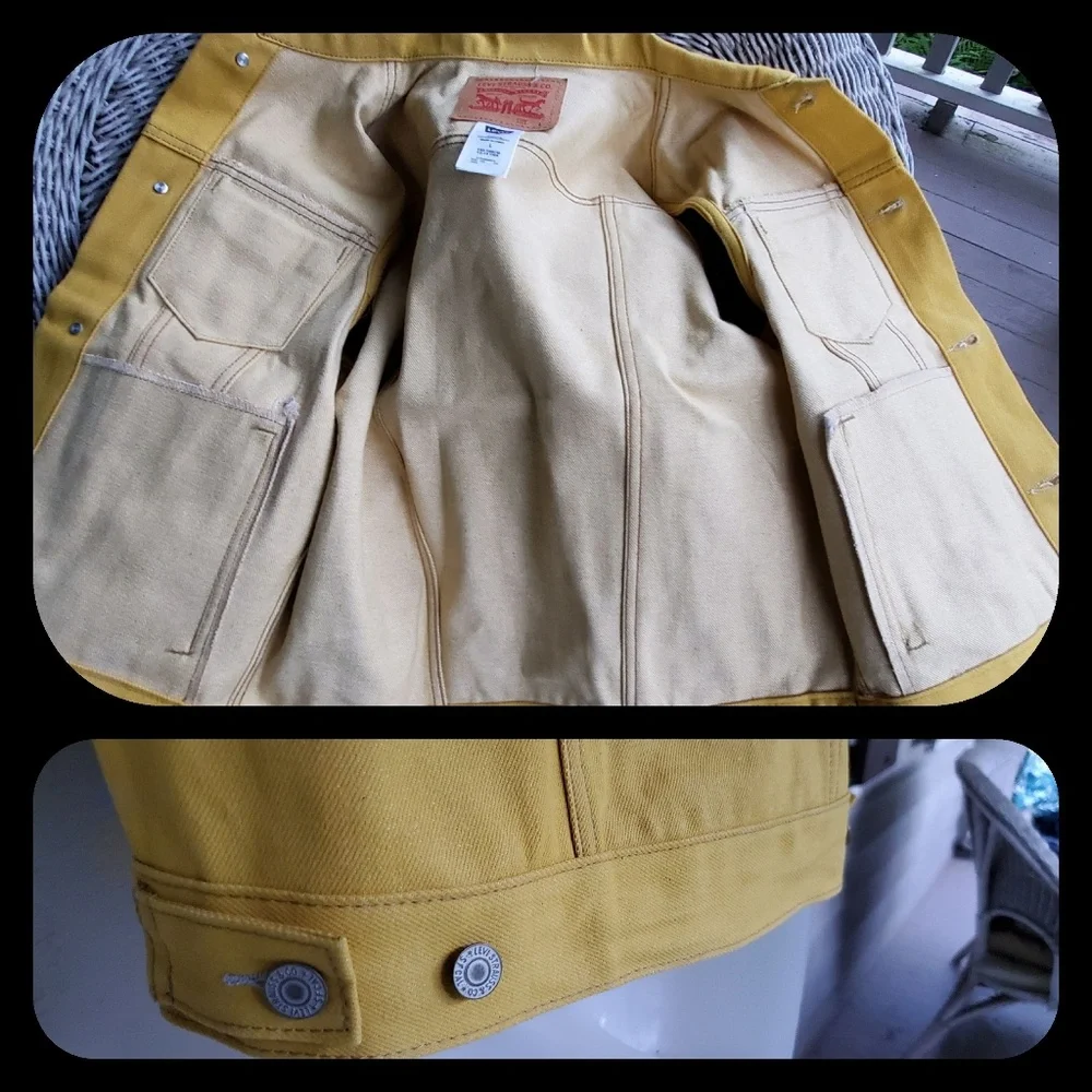 Levis rigid denim brite yellow trucker vest Old Skool Styley Kids Sz